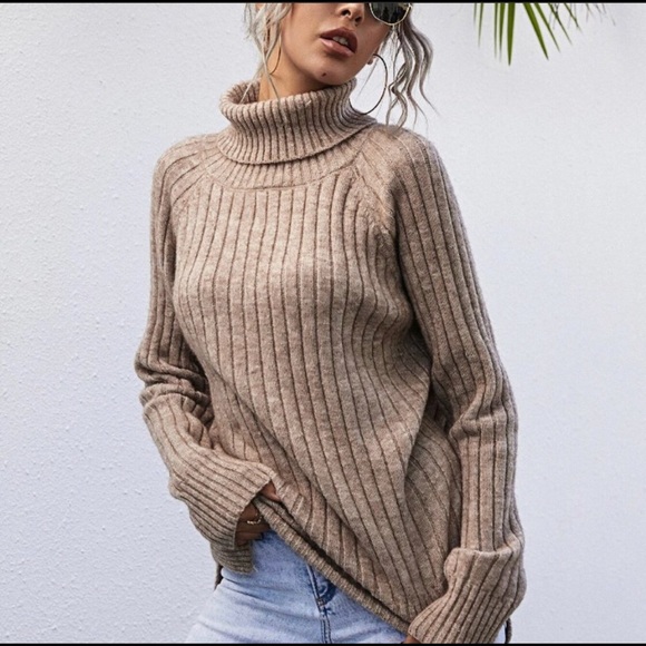 KHAKI TURTLENECK SWEATER - Picture 2 of 6